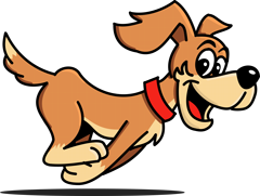 Running cartoon dog